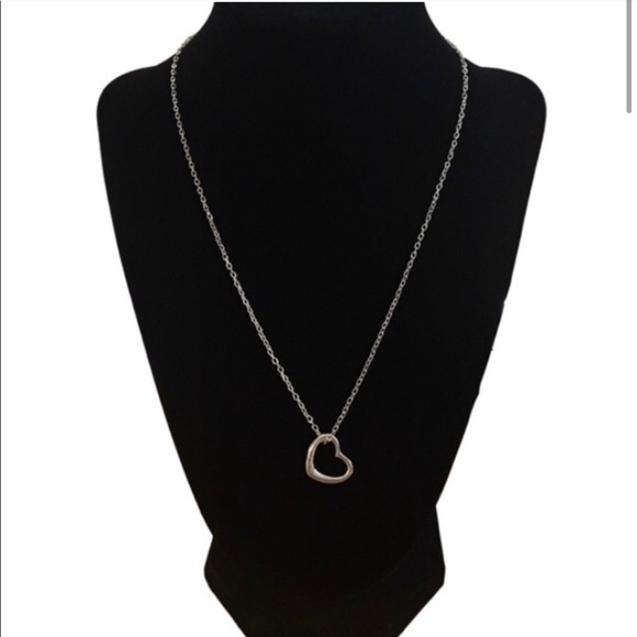 Silver Open Heart Charm Necklace - Picture 3 of 3